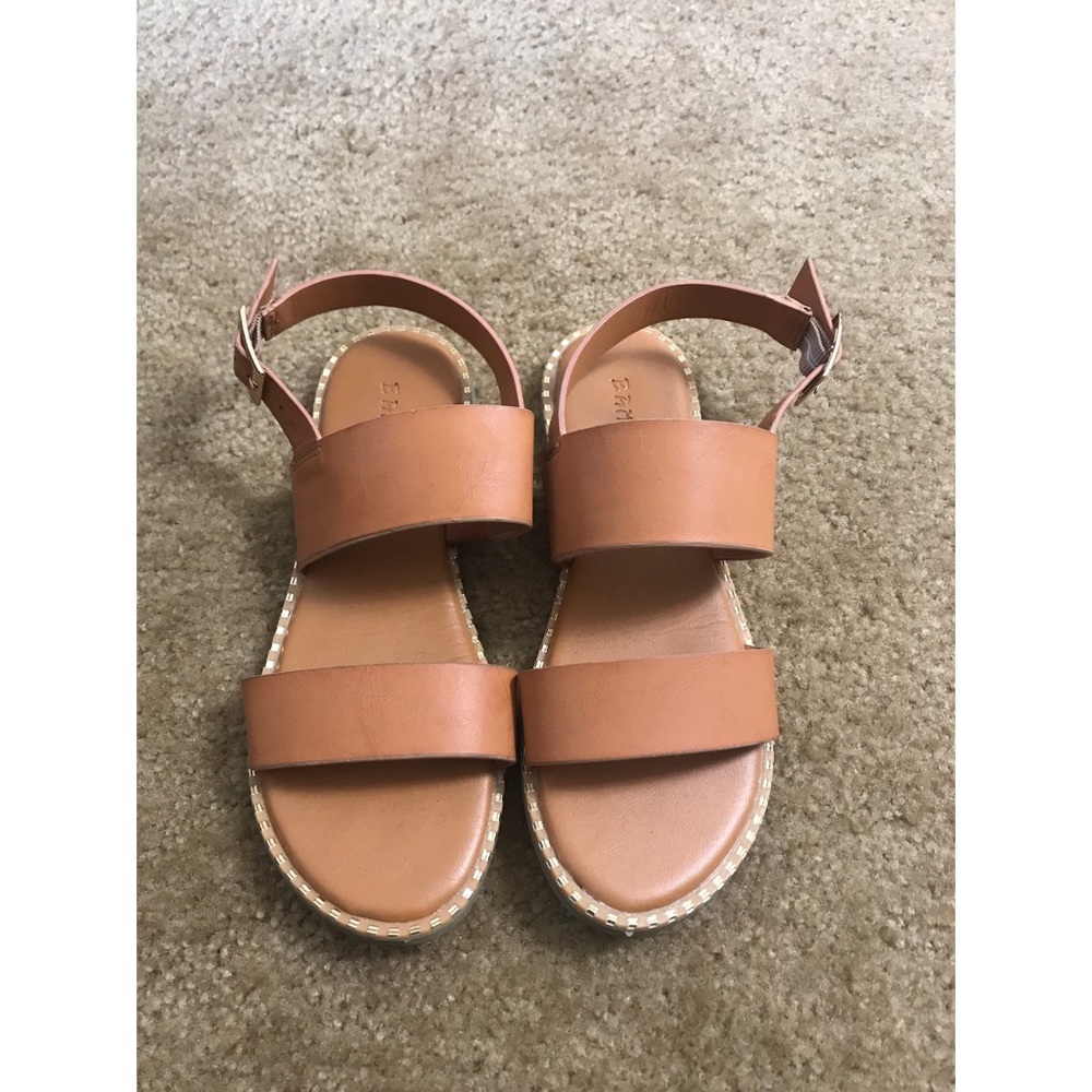 Cognac Minimalistic Dual Strap Slingback Sandals